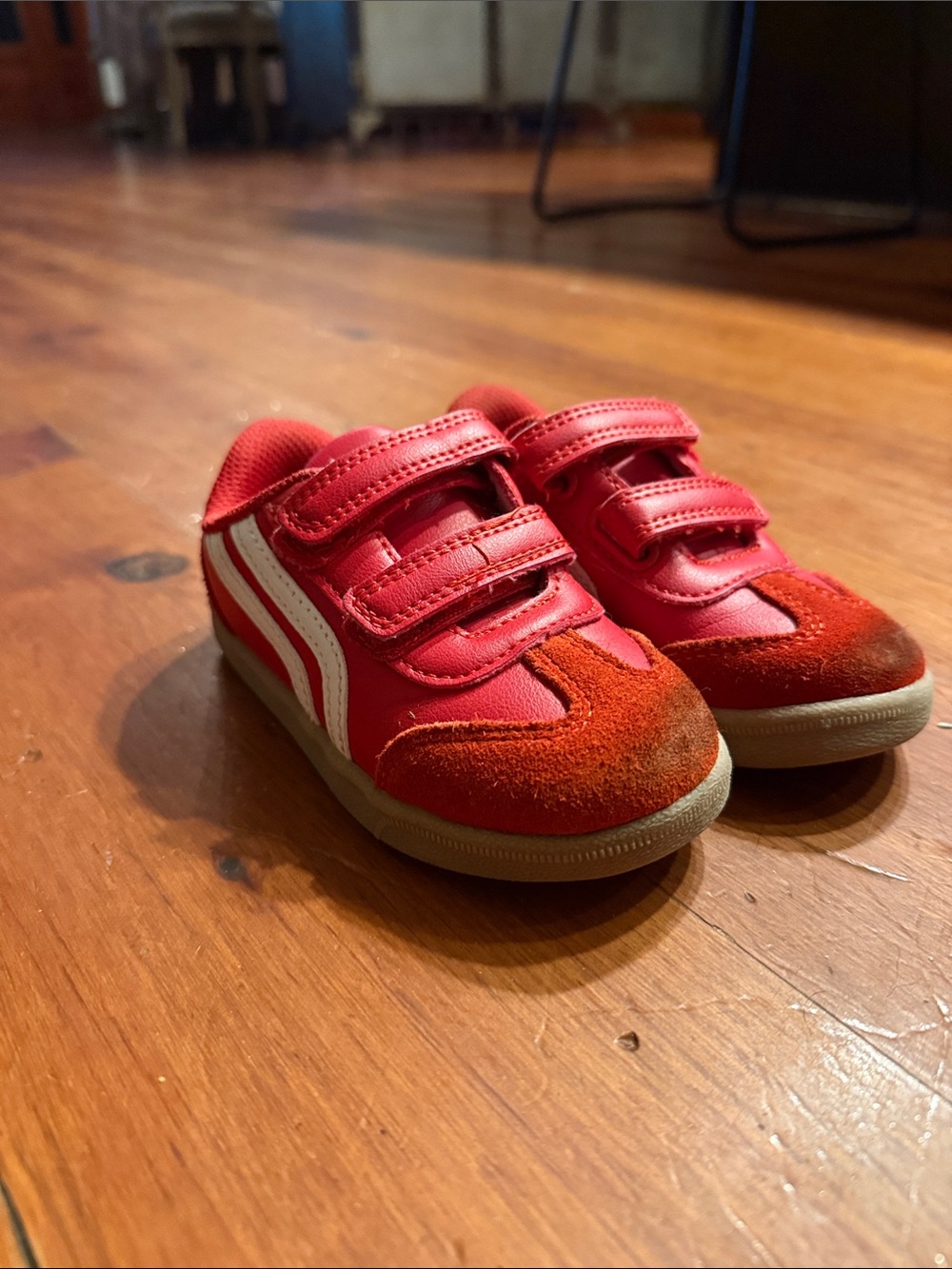 Cat & Jack Red Velcro Toddler Sneakers with White Stripes